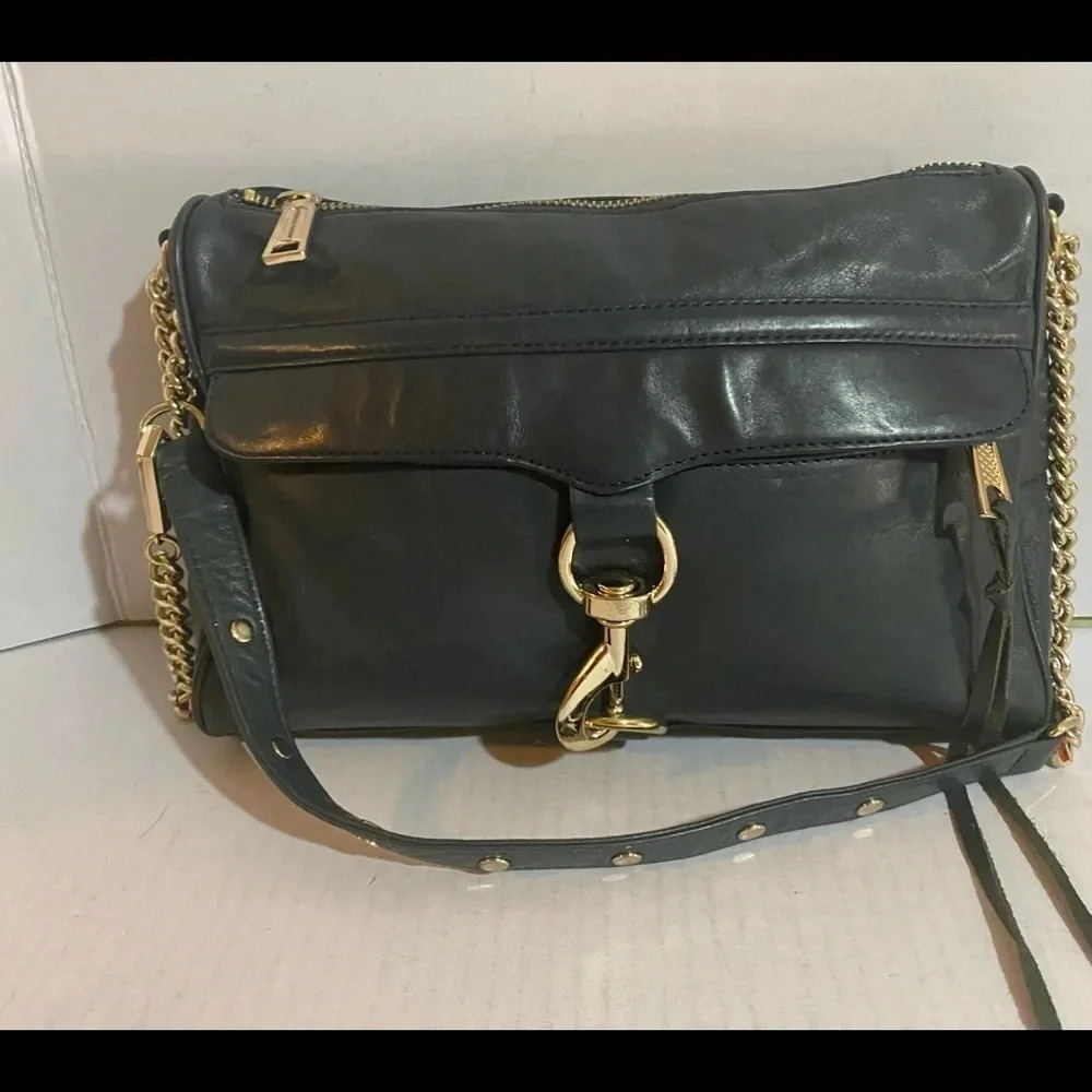 Rebecca Minkoff navy blue leather shoulder handbag